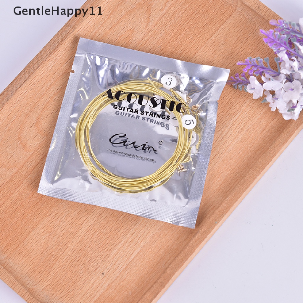 Gentlehappy 6pcs/set Senar Gitar Akustik Universal Bahan Kuningan Hexagonal Steel Core Strings Untuk