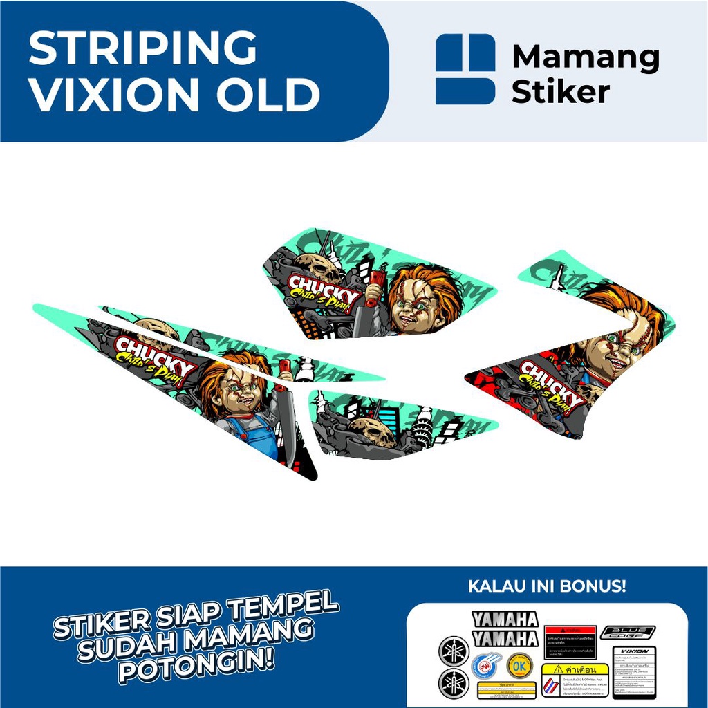 STIKER VIXION OLD VARIASI 31 CHUCKY FULL BODY/STRIPING YAMAHA VIXION LAMA RACING/STICKER GRAFIS LIS 