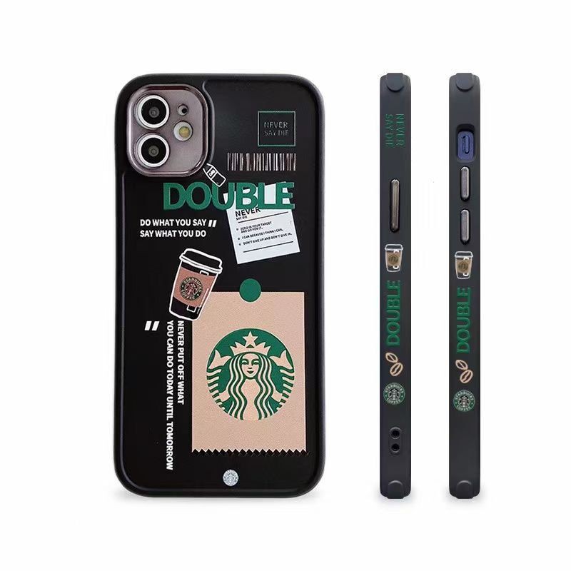 Case Bahan Tpu Matte Tiga Sisi Motif Mcdonald 's Starbucks Untuk Iphone 7 12 Pro Max