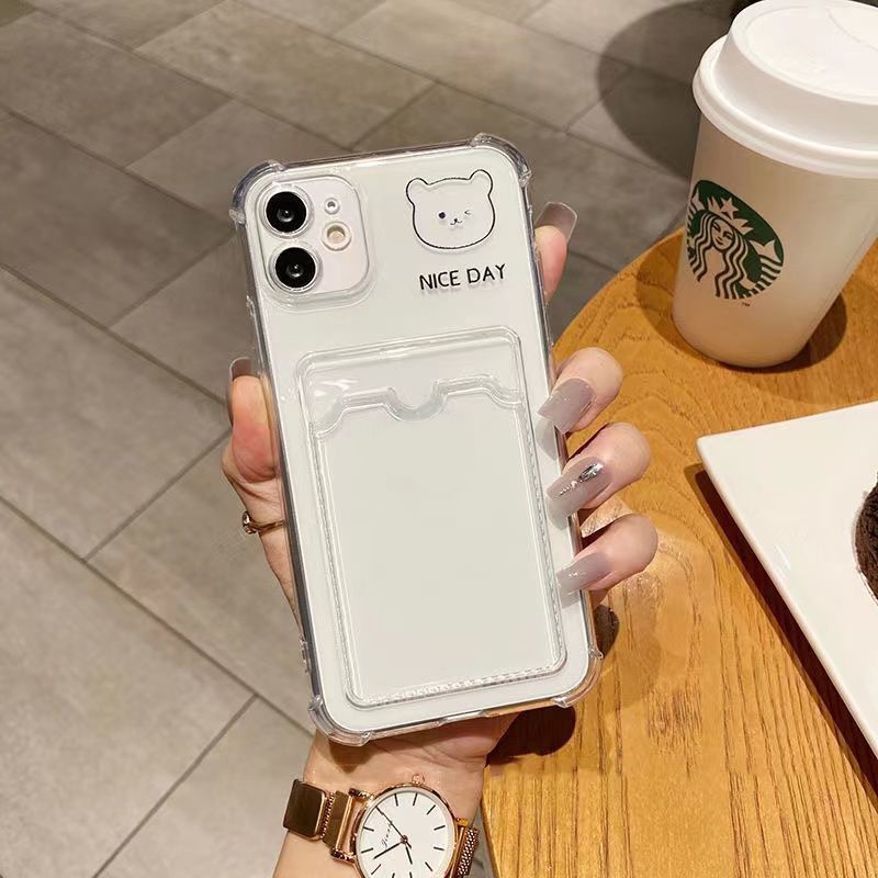 Soft Case Silikon TPU Transparan Shockproof Motif Beruang Untuk IPhone 13 12 Mini 11 10 Pro XS Max X XR 8 7 6 6S Plus SE 2020
