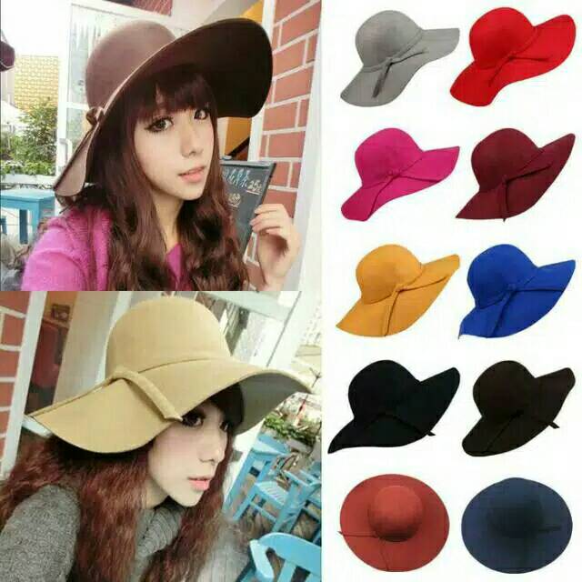 Topi floppy hat topi pantai bludru