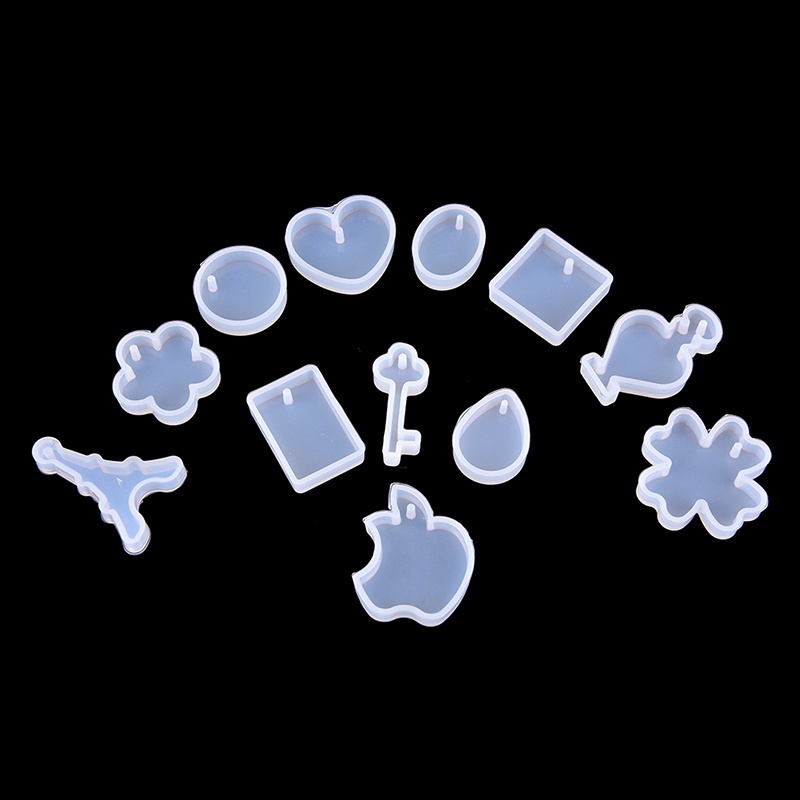 12pcs / set Cetakan Resin Bentuk Kunci Waterdrop Bahan Silikon Untuk Membuat Perhiasan