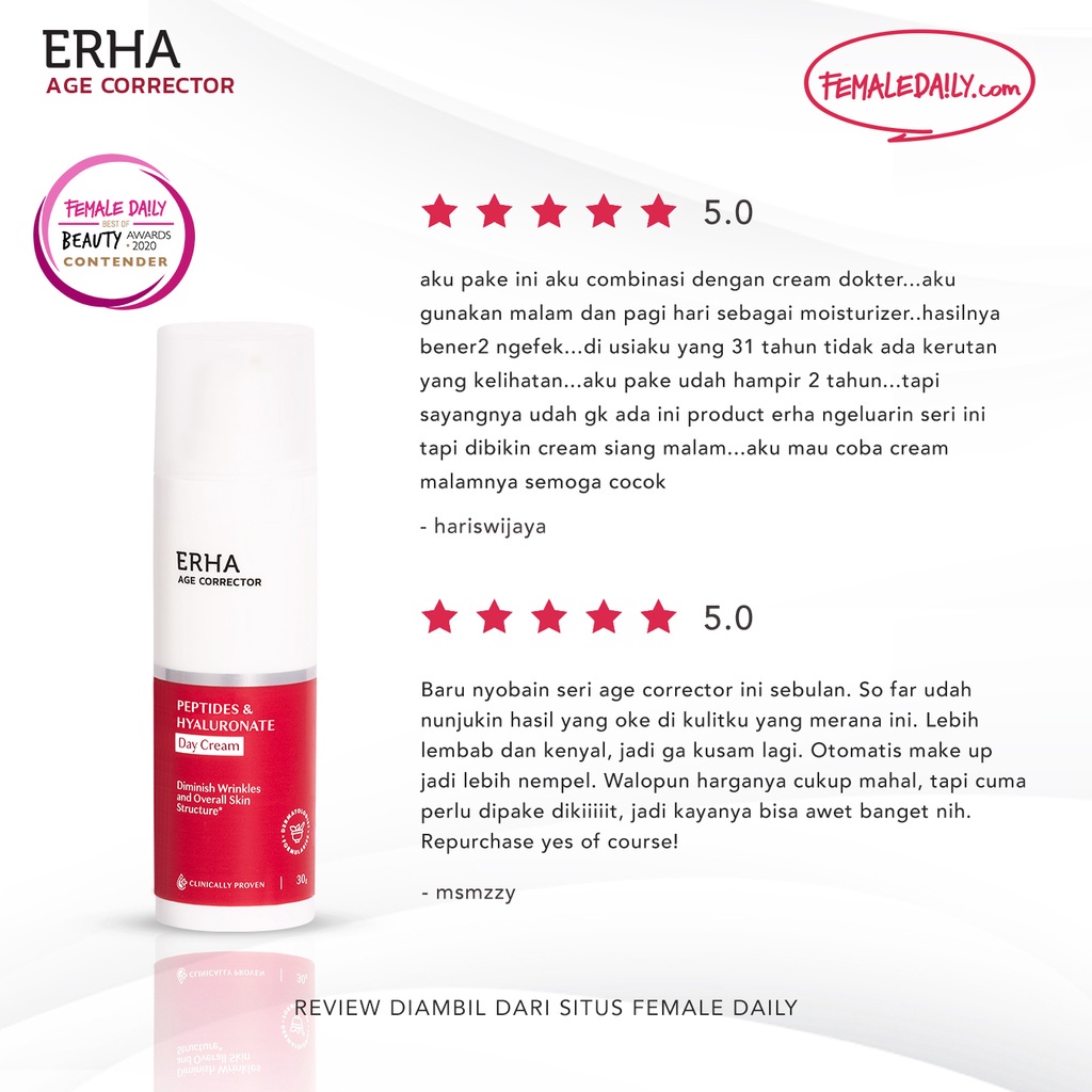 ERHA Night Cream Pelembab Wajah Malam - Age Corrector Niacinamide &amp; Phytosqualane - Anti Aging