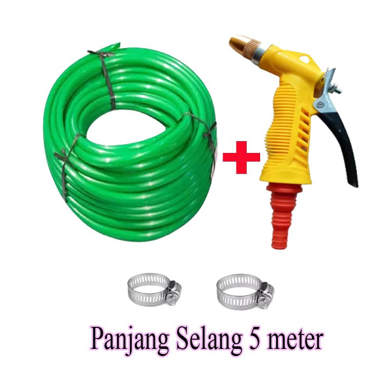 selang air  semprotan cuci motor DOP ukuran 5/8 5 Meter &amp; Kepala Semprotan air 1Pcs