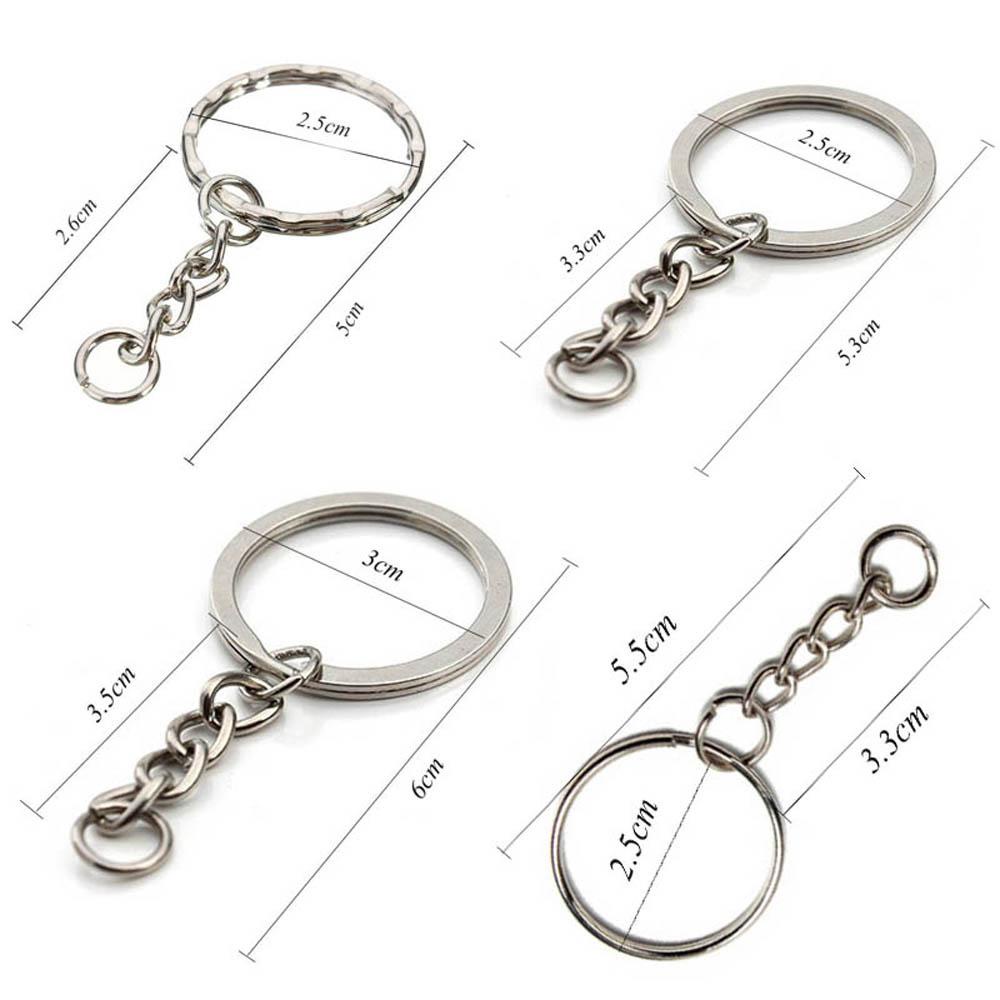 Lily 25mm Keyring Metal DIY Polished Silver Key Fob