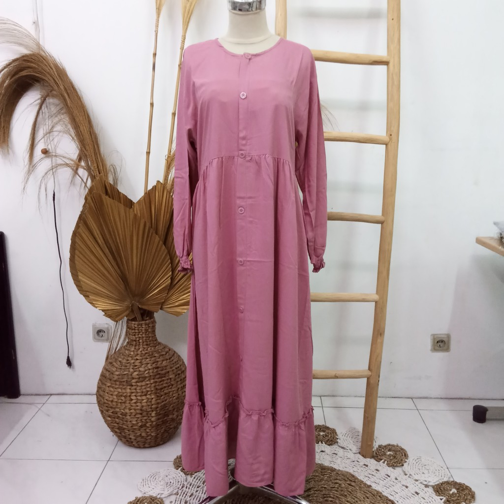 Pakaian Wanita | Gamis Double Raffle| Dress Muslim Bahan Rayon Premium Busui Friendly