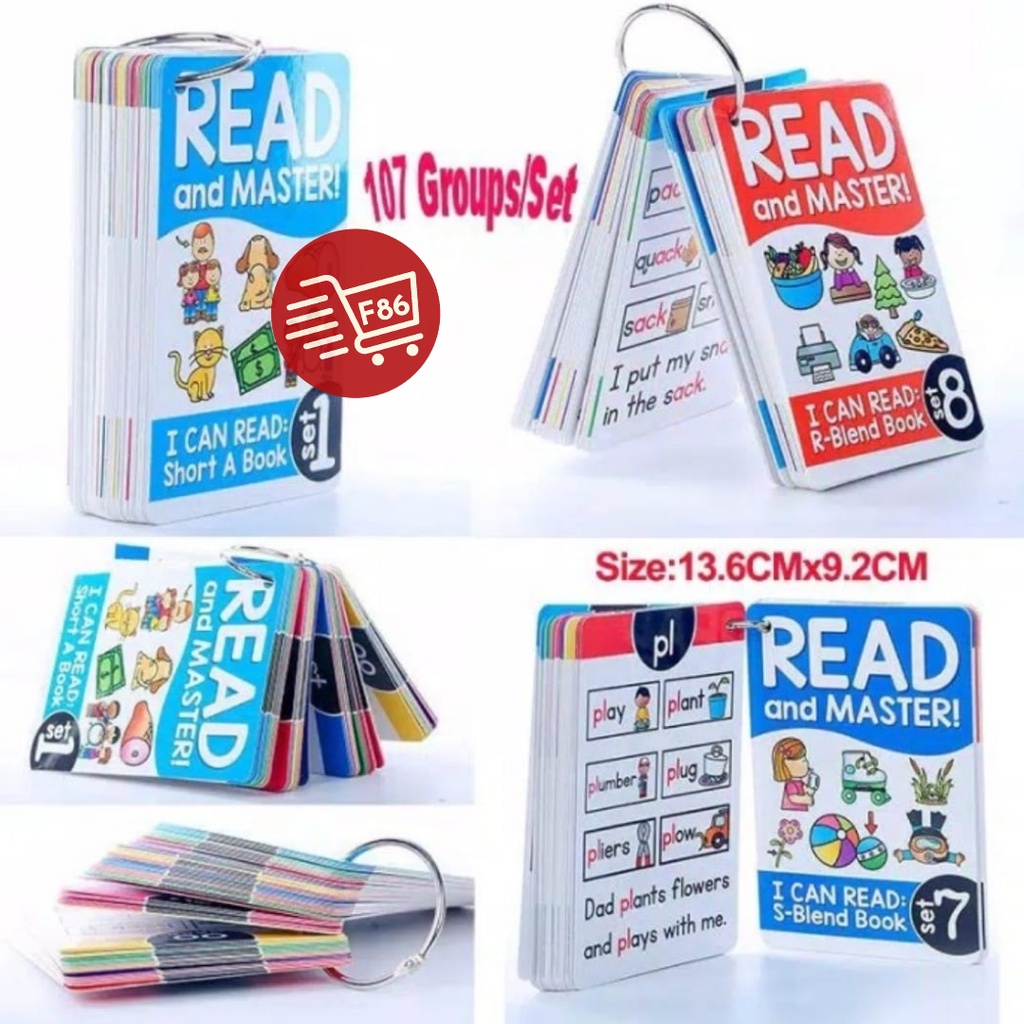 F86 [READY STOK JAKARTA] I CAN READ flashcard/ belajar membaca bahasa inggris / phonic book - 67PCS Early Learning 15 SET