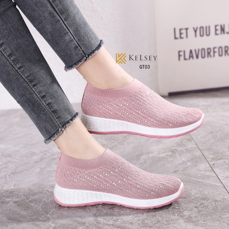 (GRATIS ALAS KAKI) RESTOCK!!  NICOLE SEPATU FLYKNIT SHOES FLAT WANITA KELSEY GT03 SEPATU WANITA IMPORT