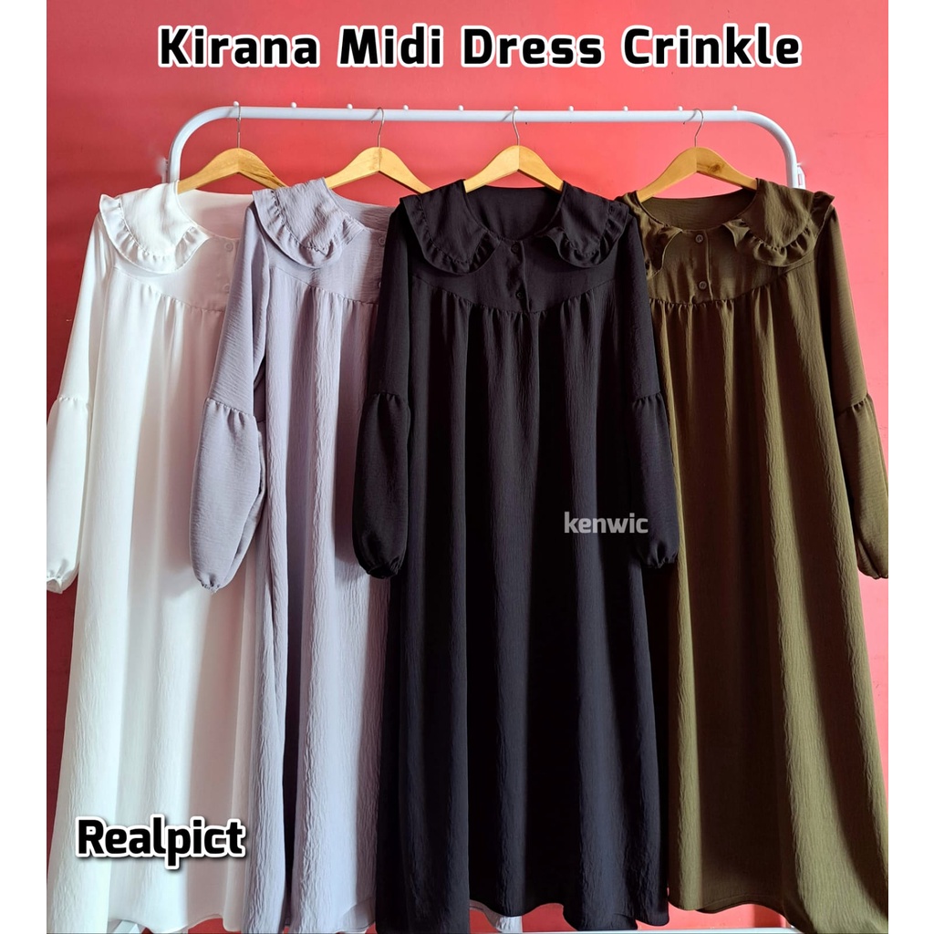 midi dress kekinian//midi dress wanita terbaru //kirana midi dress crinkle// // midi dress termurah