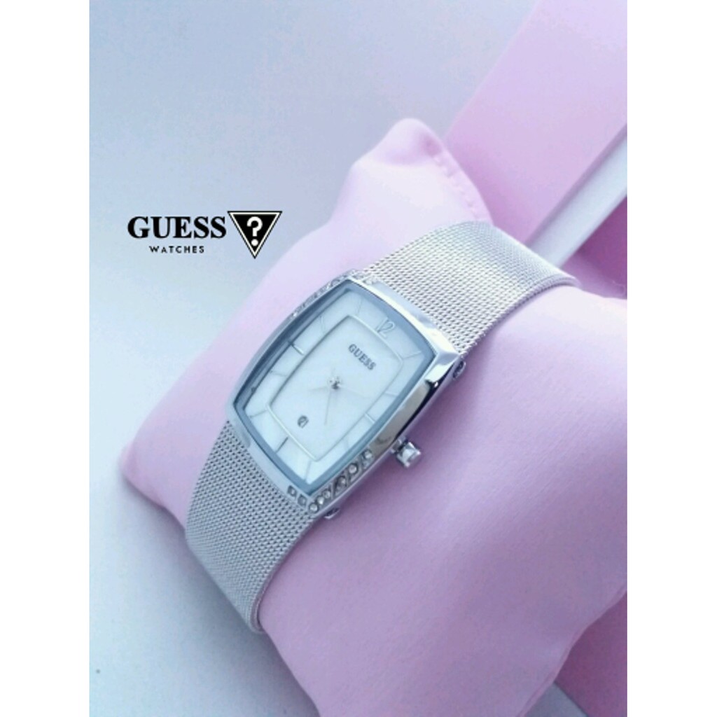 JAM TANGAN WANITA GUESS RANTAI PASIR SILVER SYAHRINI