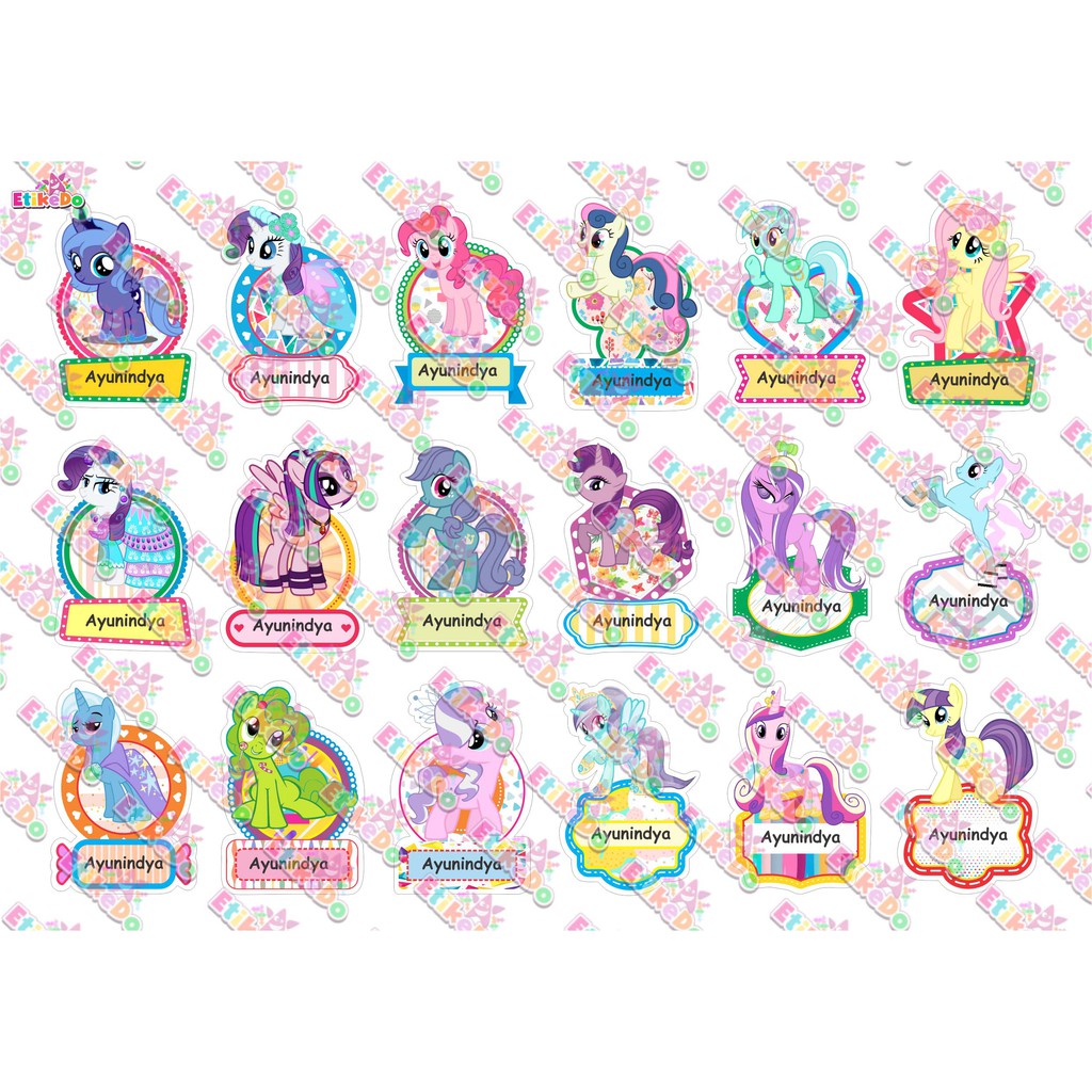 

LABEL NAMA LITTLE PONY 72 STIKER-ANTI AIR/ROBEK/LUNTUR -1 Nama LP1M1