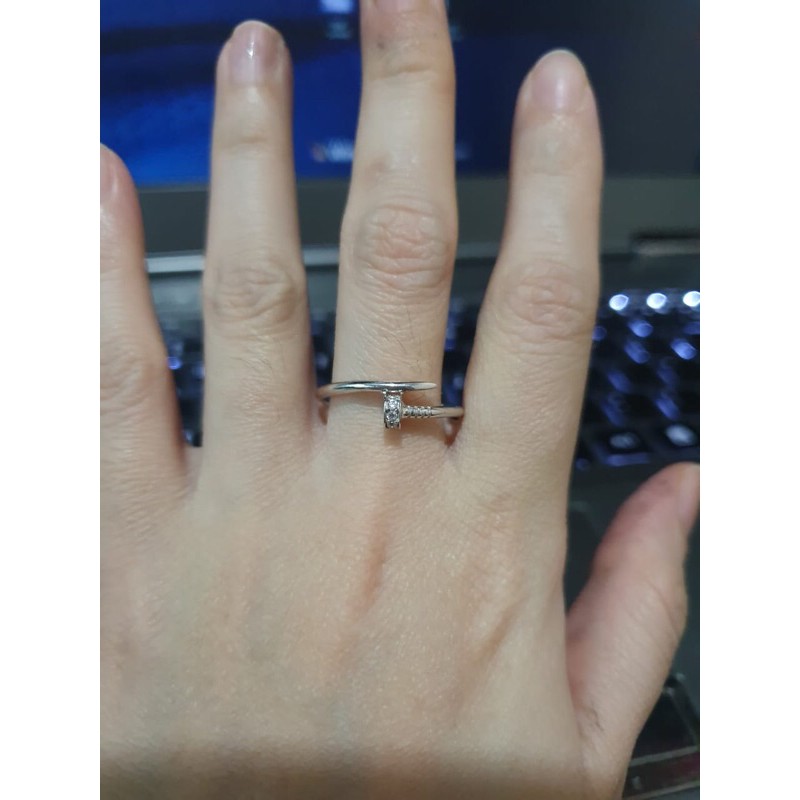 Cincin wanita model paku elegant emas asli
