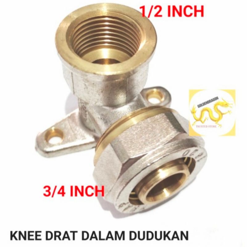 Elbow drat dalam dudukan 1/2 X 3/4 inch FRAP keni sambungan pipa air panas