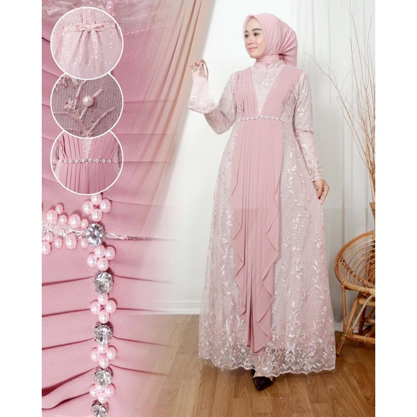 Gamis Princess  tille mutiara mix ceruty babydoll | Gamis | Gamis brukat jumbo Size M L XL XXL