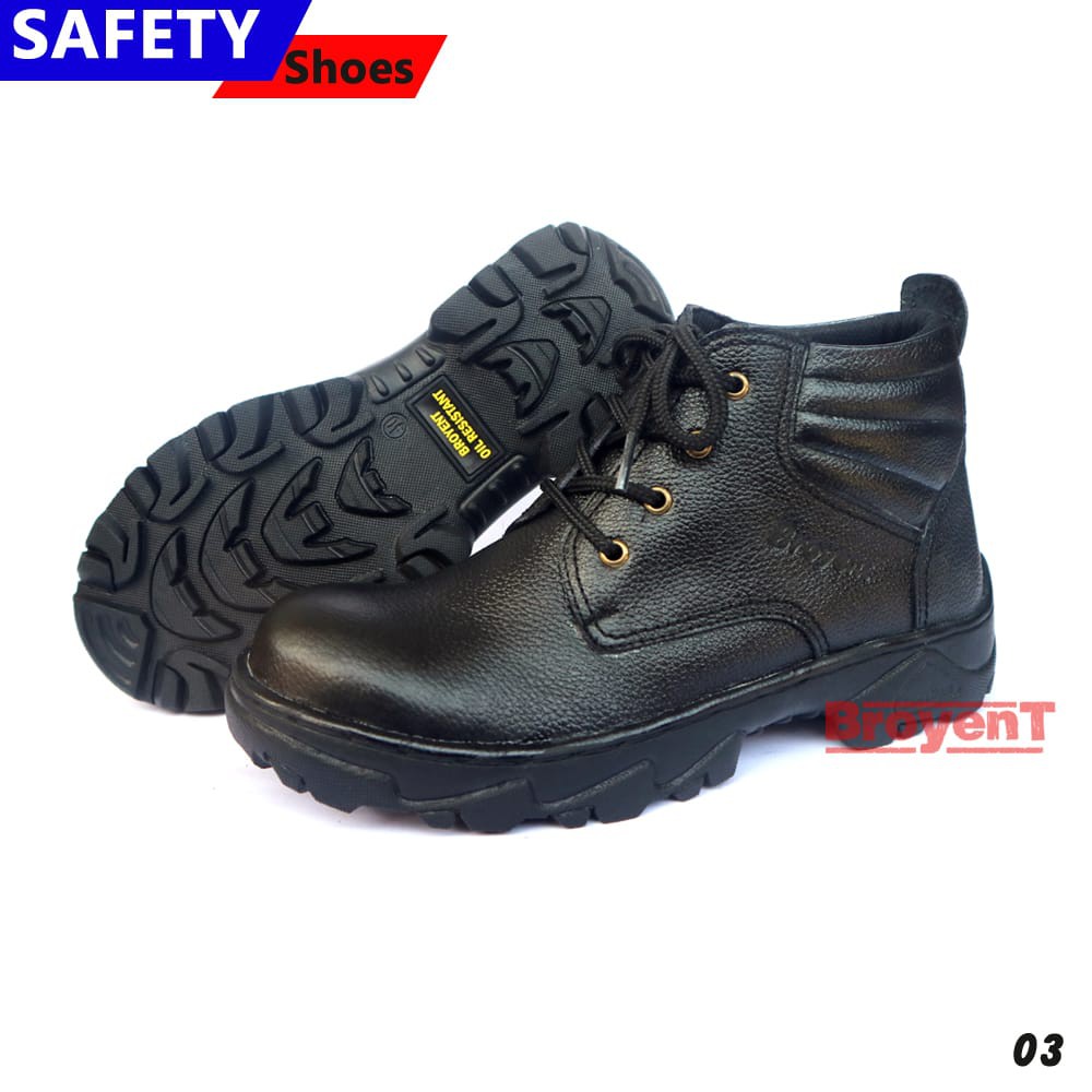 Sepatu Safety Pria Semi-Boots Kulit Sapi High Quality 03H