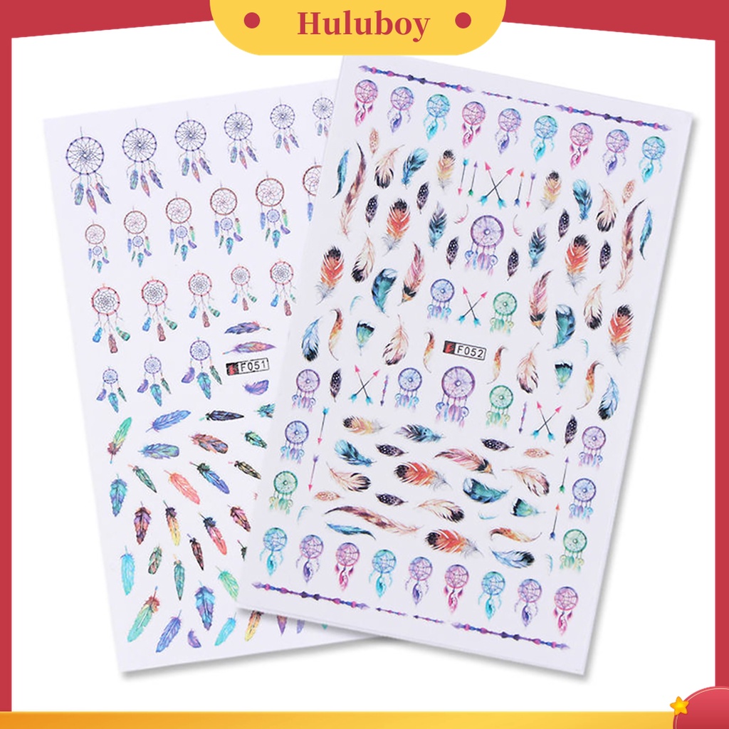 Huluboy Huluboy♡ Stiker Kertas Motif Bulu Dream Catcher Untuk Dekorasi Nail Art