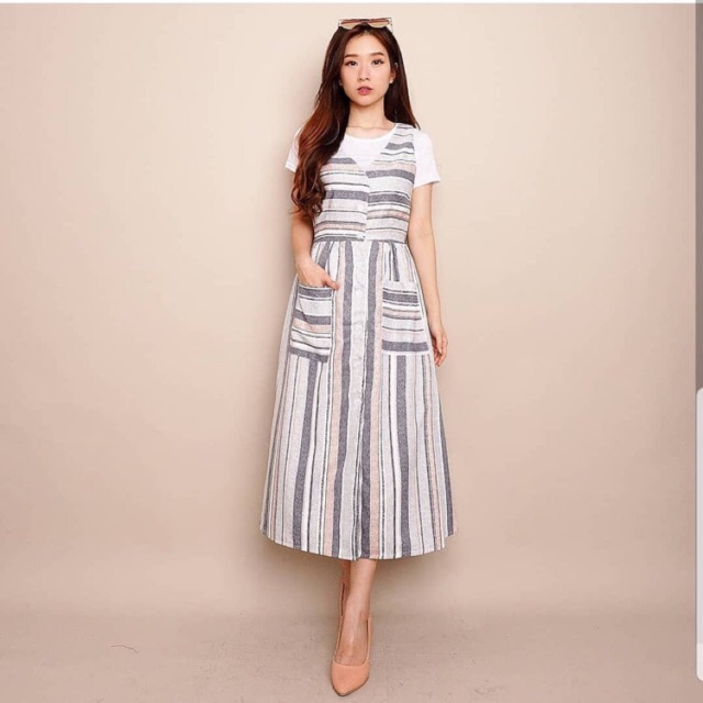  Overall  Dress  Pastel Stripe Shopee  Indonesia
