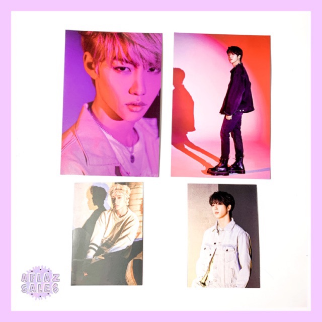 YELLOW WOOD - benefit photoprint/postcard & photocard Stray Kids Cle 2 (felix, bangchan, han jisung)