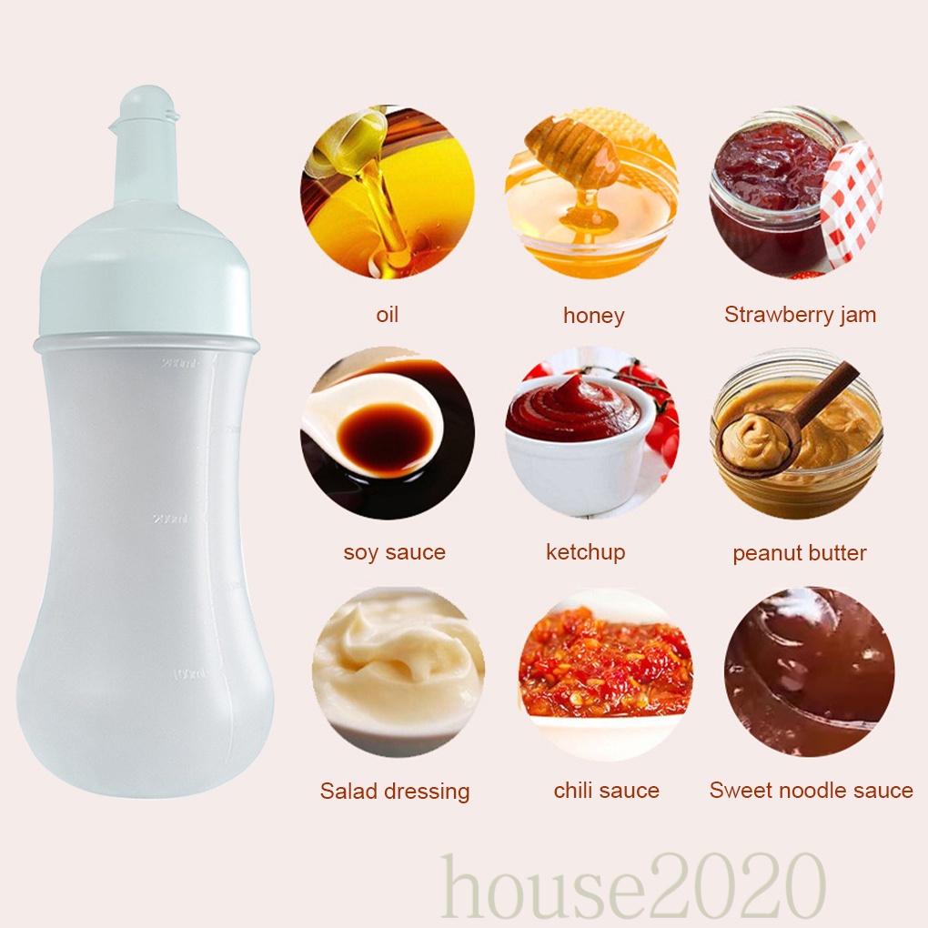 [HOUSE2020]Sauce Bottle 350ML Squeezing Jam Condiment Dispenser Plastic Empty Kitchen Cooking Salad Bottle, Green