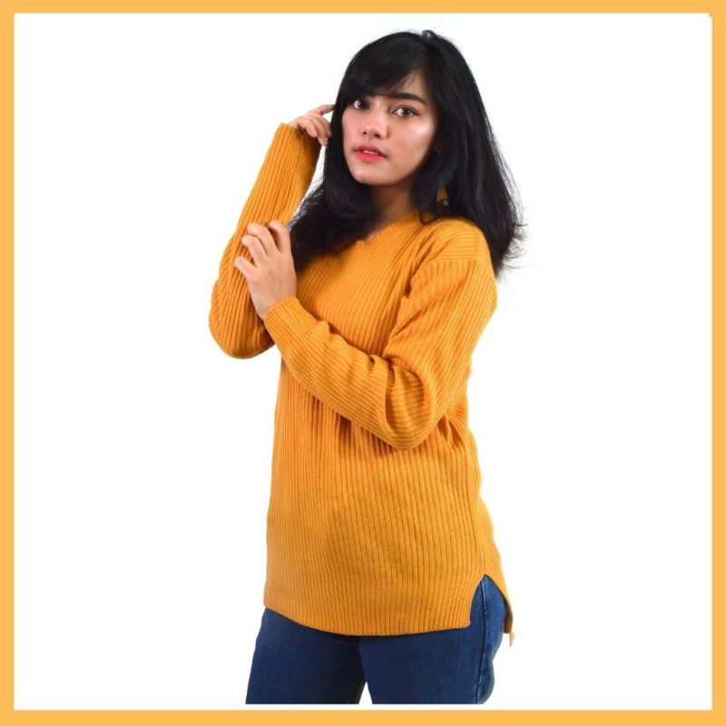 BOXY V-NECK VIONA / SWEATER RAJUT WANITA / SWEATER VNECK / BAJU RAJUT / ATASAN RAJUT WANITA