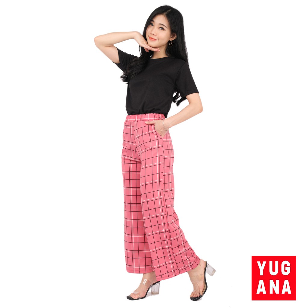 BL - C.NESKA Celana Kulot Panjang Kotak Wanita blf