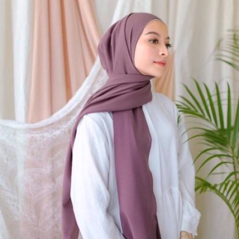 Hijab Instant Diamond Pashmina Tali Panjang Tepi Jahit-Cappuccino