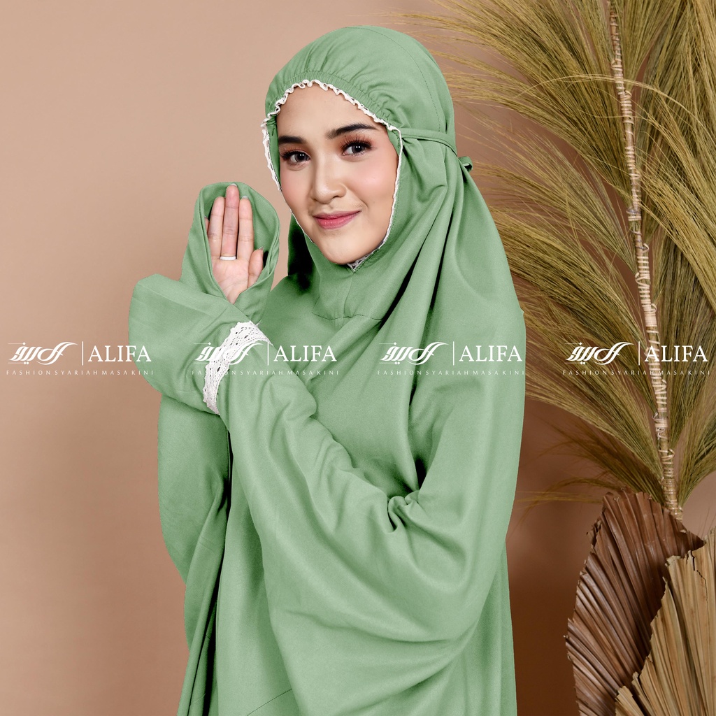 Mukena Terusan Travel Renda Mukenah Terusan Polos Traveling  katun mikro FREE TASBIH