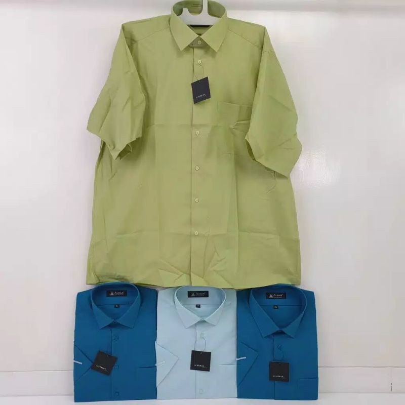 Kemeja ALISAN Polos HIJAU/TOSCA Lengan Pendek