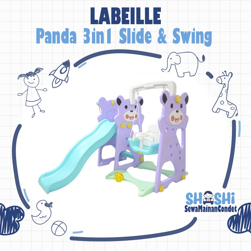 Sewa  Labeille Panda 3in1 Slide n Swing Purple