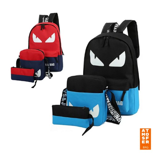 Atmosfer Bags - Tas Sekolah Anak Laki Laki TK SD Tas Ransel Anak Karakter Dragon 3 In 1 Fashion Bag