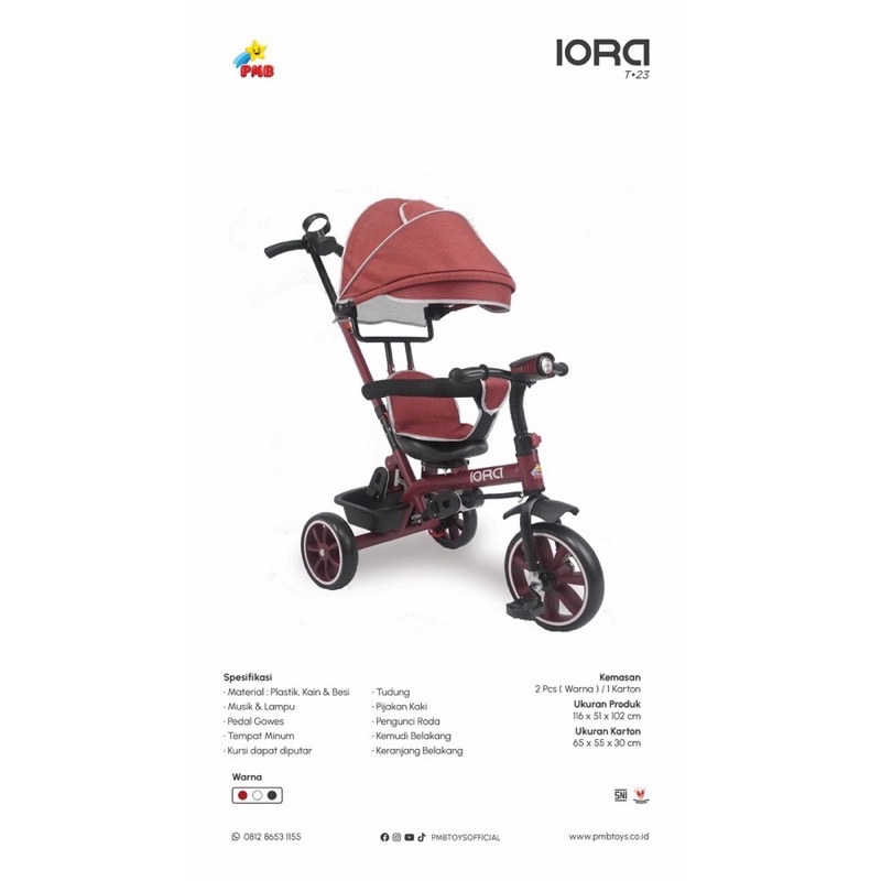 Sepeda Tiga Roda Anak PMB IORA T23 Tricycle T-23