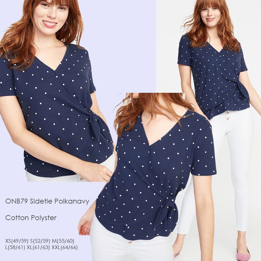 OLD NAVY Kaos Blouse Wanita Side Tieknot Sidetie Wrap top-2