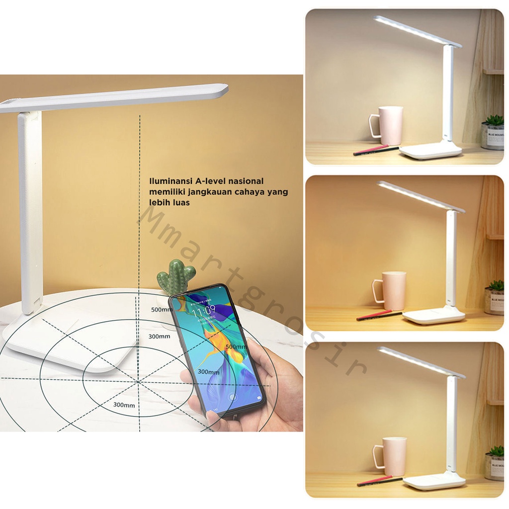 Lampu Meja / Lampu Belajar / Lampu Lipat / Desklamp LED Foldable 3 Warna Dimmer