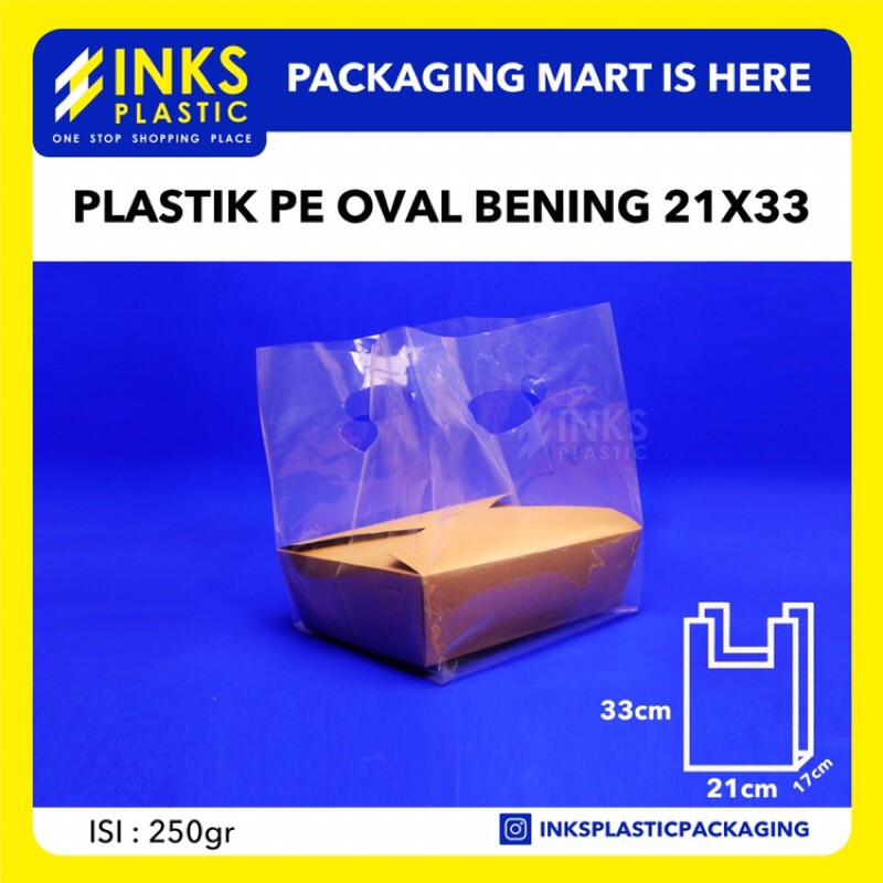 KRESEK PE BENING 21x33 PLONG OVAL KANTONG BENING TRANSPARAN TEBAL