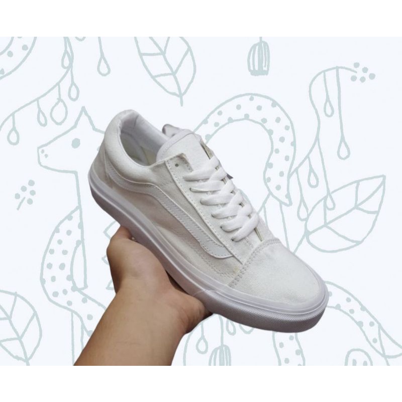 SEPATU V4NS OLDSKOOL FULL WHITE OG | SEPATU PRIA | SEPATU WANITA | SEPATU SNEKARS | SEPATU IMPORT