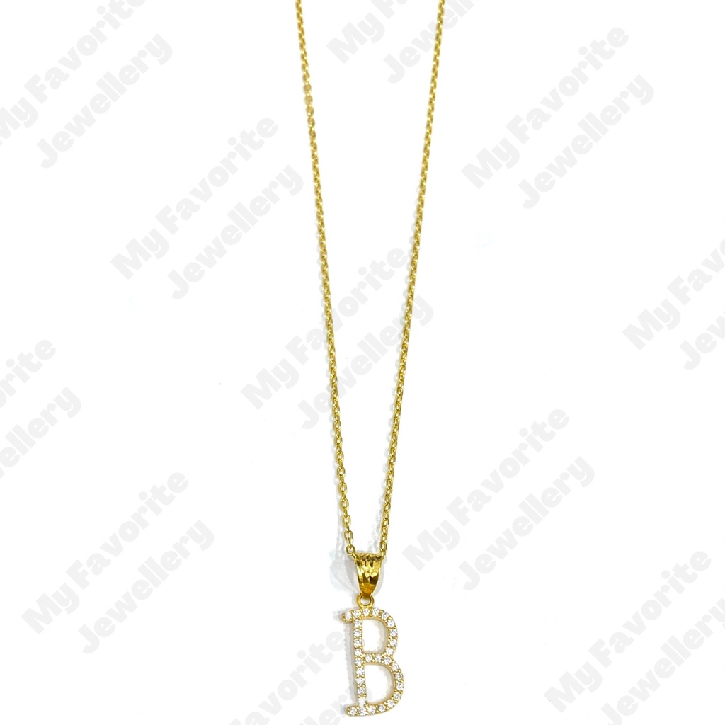 Kalung Set Liontin Huruf B Emas Asli Kadar 700 atau 875