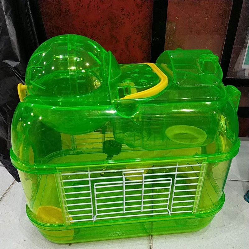 Kandang hamster tingkat plus bola-Hijau retak&baret