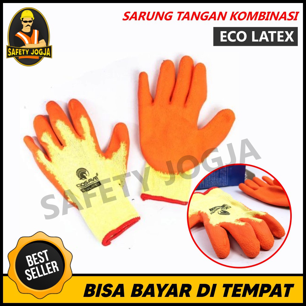 Sarung Tangan Kombinasi Katun Karet Eco Latex Grip Anti Slip GOSAVE