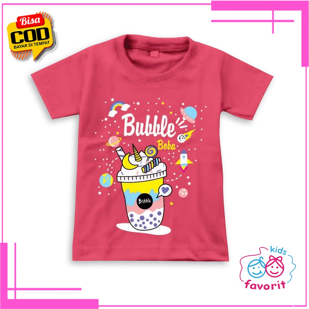 Favorit kids Baju kaos atasan anak perempuan lengan pendek gambar babble boba