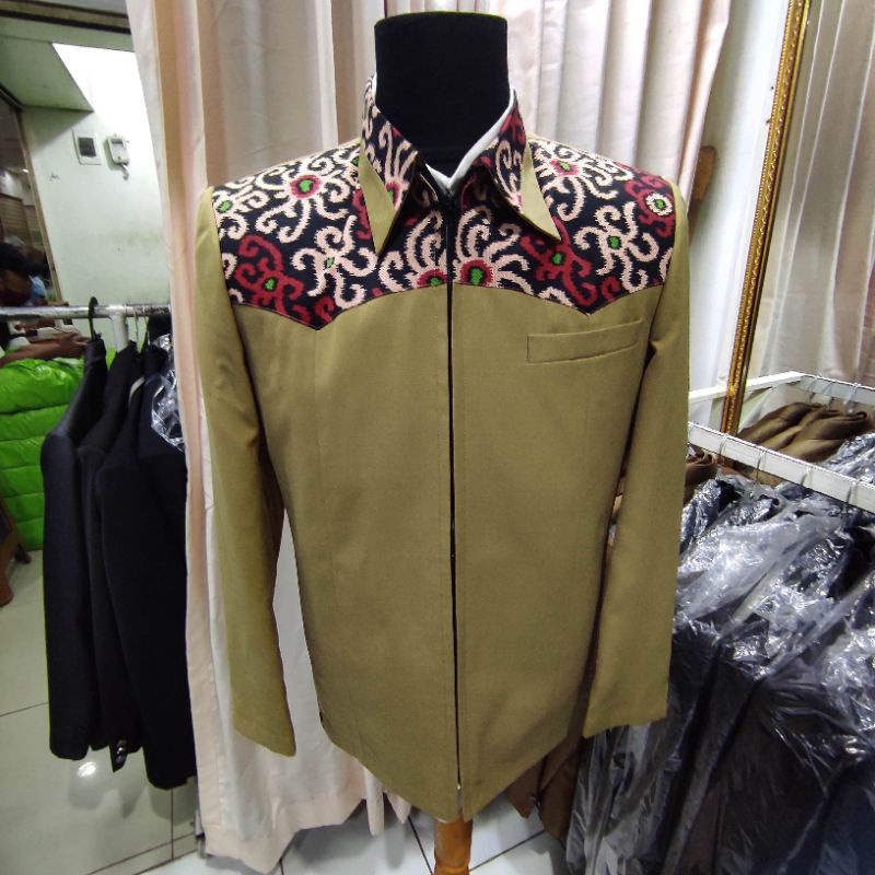 Jasket Jas model jaket pakai reseleting jaket semi formal jaket murah jaket kombinasi batik jaket