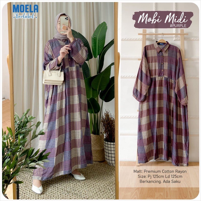 Dress Gamis Mobi Midi Purple Ld 125 by Original Moela Berlabel