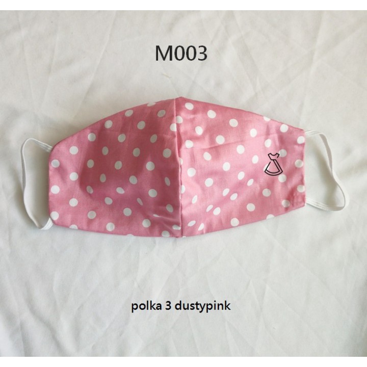 M003 - Masker Kain soft katun 2 Lapis Lembut motif polkadot anti debu Murah