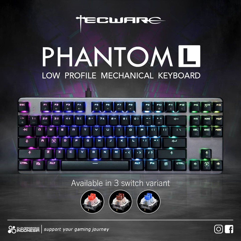 Tecware Phantom L 87 RGB Low Profile - Mechanical Gaming Keyboard