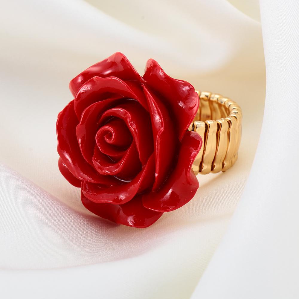 R-flower Rose Cincin Perhiasan Bunga Floral Pesta Pernikahan Pernyataan Fashion