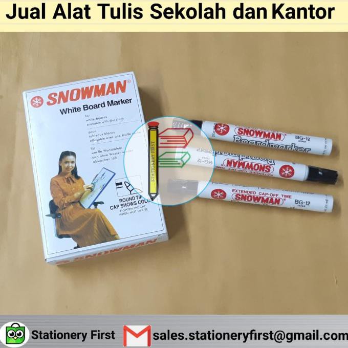 

Cuci Gudang Awal Tahun Spidol White Board Papan Tulis Kaca Snowman BG-12 Hitam Black Ecer Promo Awal