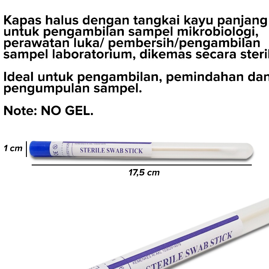 Wiper KJ-501/ Transport Swab, Kapas Kayu untuk Sample Backteri/ virus