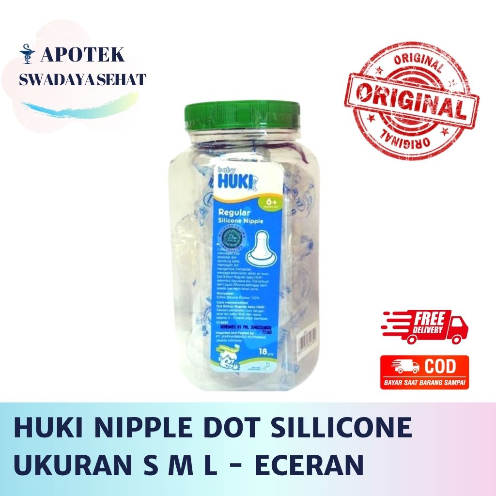 HUKI NIPPLE DOT Silicone Reguler - Karet Dot Empeng Bulat Bayi Huki Size S M L Eceran Satuan Ecer