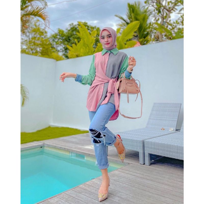 Aqua top atasan blouse kerja remaja muslim wanita