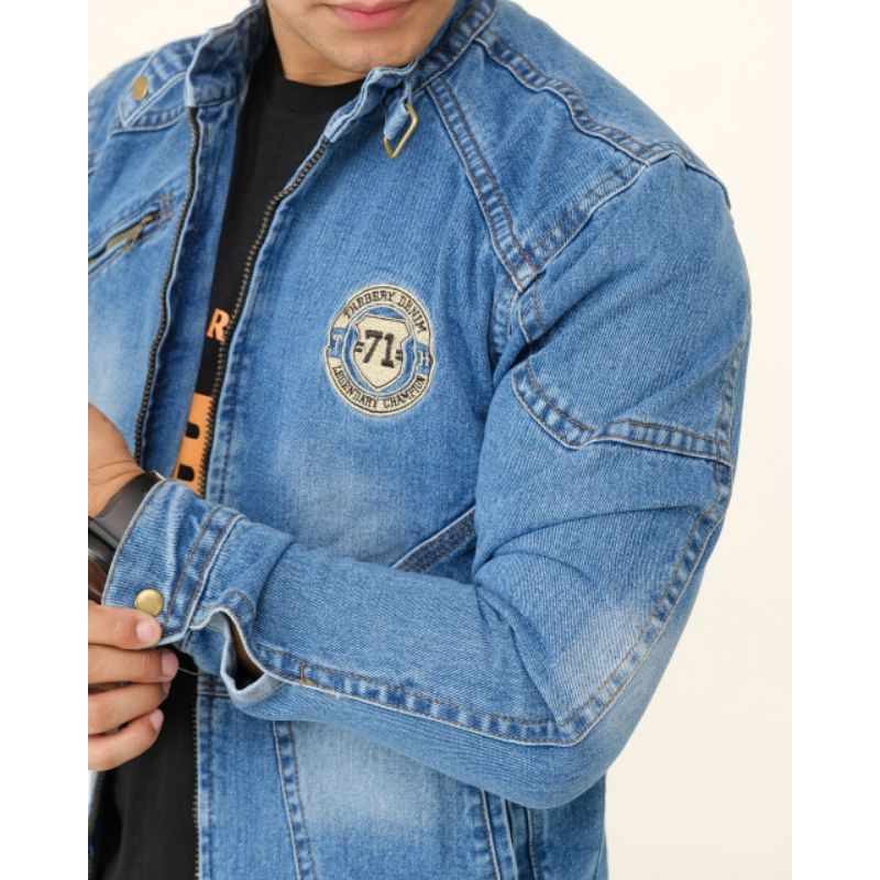 jaket jeans pria zipper 71 style premium