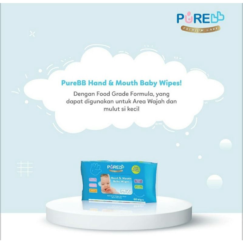 PURE BABY Hand &amp; Mouth Baby Wipes 60sheets | Tissue Basah Bayi Pure BB